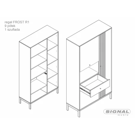 Frost R1 polc, 100X40, piszkosfehér, törtfehér + alpesi tölgy