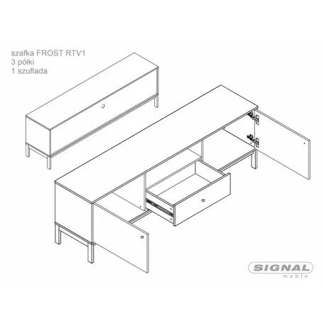 Frost RTV1 TV-szekrény, 180X40, piszkosfehér, törtfehér + alpesi tölgy