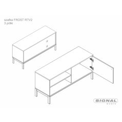   Frost RTV2 TV-szekrény, 120X40, piszkosfehér, törtfehér + alpesi tölgy