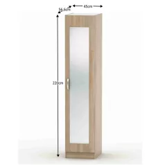 Szekrény tükörrel, tölgy sonoma, BETTY 2 BE02-005-00