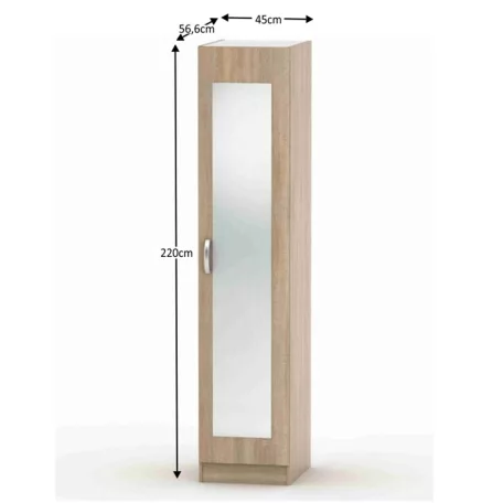 Szekrény tükörrel, tölgy sonoma, BETTY 2 BE02-005-00