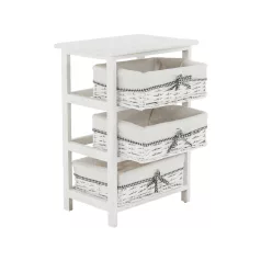 Komód, 3 fiókos, régi fehér, RUBY 3