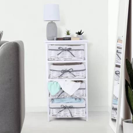 Komód, 4 fiókos, régi fehér, RUBY 4