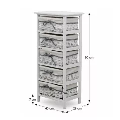 Komód, 5 fiókos, régi fehér, RUBY 5