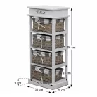 Komód, 4 kosárral, szürke / fehér, MANON 4