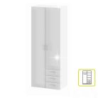 szekrény, 2 -ajtós, fehér extra magasfényű, GWEN 70425