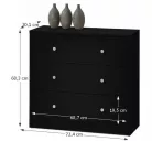 Komód, 3 fiókos, fekete, MAY 3