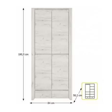 szekrény typ 20, fehér craft, ANGEL