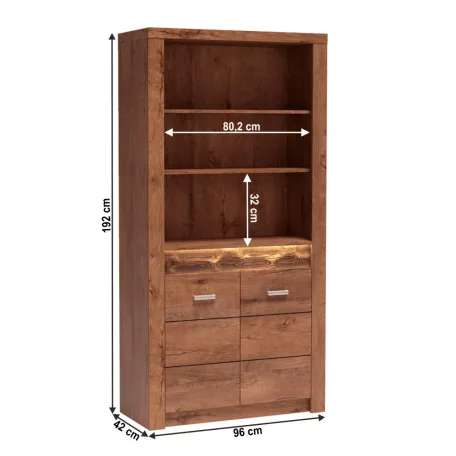 Könyvespolc, világos kőris, INFINITY I-05