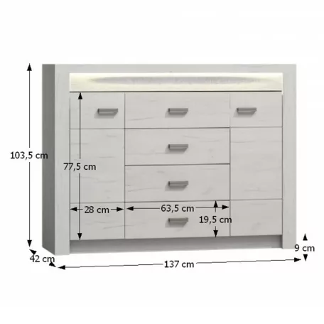 Komód, kőris fehér, INFINITY I-07