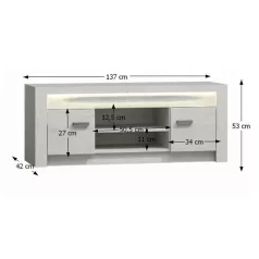 RTV asztal/szekrény, kőris fehér, INFINITY I-09