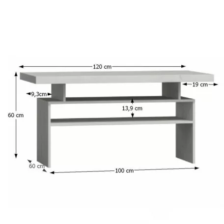 Dohányzóasztal, kőris fehér, INFINITY I-13