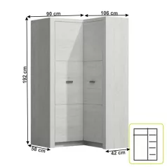 Sarokszekrény 14, kőris fehér, INFINITY 14