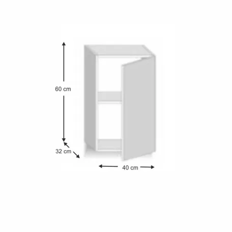 Felsőszekrény, tölgy sonoma/fehér magas fényű HG, jobbos, LINE