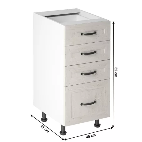 Fiókos alsószekrény, fehér/északi sosna, ROYAL D40S4