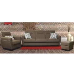 Puff, sötétbézs szövet, MILO