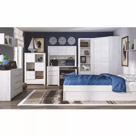 Könyvespolc typ 11, fehér craft, ANGEL