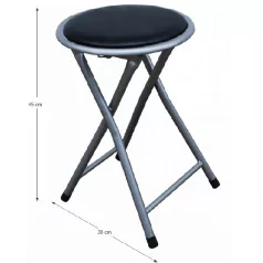   Szék, összecsukható , fém - ezüst + fekete textilbőr, IRMA