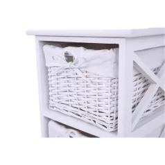 Komód, fa/vesszőfonás/szövet, fehér, RAFAELLO 3