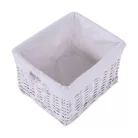 Éjjeliszekrény, fa/vesszőfonás/szövet, fehér, RAFAELLO