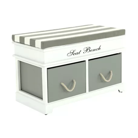 Lóca párna nélkül, 2 fiók, fehér/szürke, SEAT BENCH 2 NEW