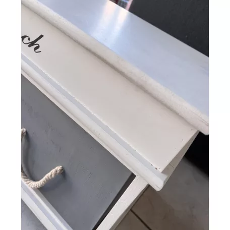 Lóca párna nélkül, 2 fiók, fehér/szürke, SEAT BENCH 2 NEW
