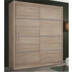 Sekrény tolóajtóval, tölgy sonoma/szürke, MERINA 203