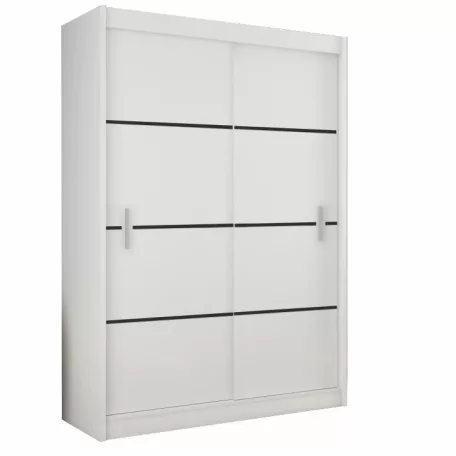 Szekrény tolóajtóval, fehér/fekete, MERINA 203