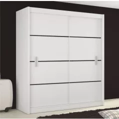 Szekrény tolóajtóval, fehér/fekete, MERINA 203