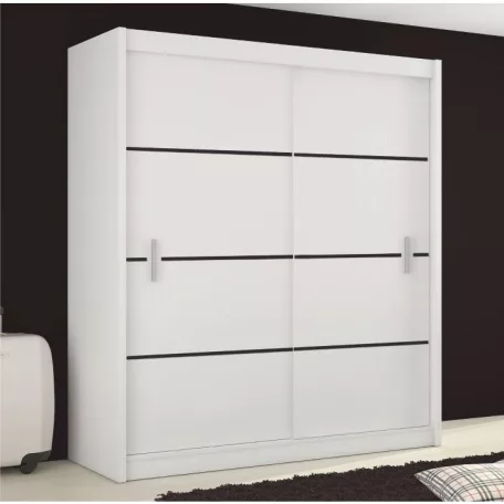 Szekrény tolóajtóval, fehér/fekete, MERINA 203