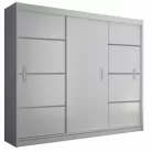 Szekrény tolóajtóval, fehér/fekete, MERINA 250