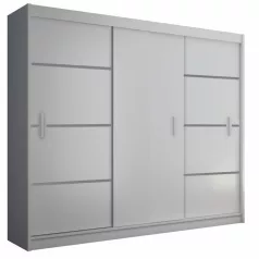 Szekrény tolóajtóval, fehér/fekete, MERINA 250