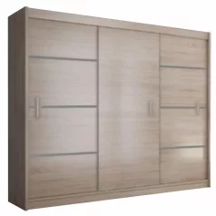 Szekrény tolóajtóval, tölgy sonoma/szürke, MERINA 250