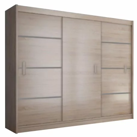 Szekrény tolóajtóval, tölgy sonoma/szürke, MERINA 250