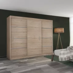 Szekrény tolóajtóval, tölgy sonoma/szürke, MERINA 250