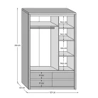 Szekrény tükörrel 3D4S, tölgy sonoma, NORTY TYP 1