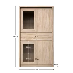   Vitrines szekrény, DTD laminált, tölgy sonoma, NORTY TYP 7