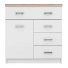 Komód 1D4S, fehér/tölgy sonoma, TOPTY TYP 12