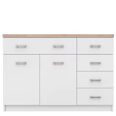 Komód 2d5s, fehér/tölgy sonoma, TOPTY 08