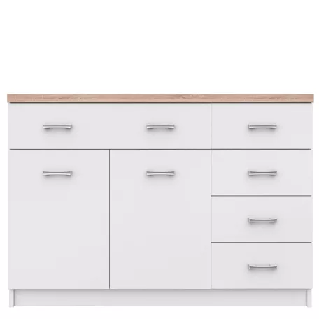 Komód 2d5s, fehér/tölgy sonoma, TOPTY 08