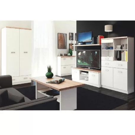 RTV asztal 2d, DTD laminált, fehér/tölgy sonoma, TOPTY TYP 15