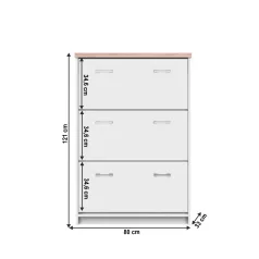   Cipősszekrény 3k, DTD laminált, fehér/tölgy sonoma, TOPTY TYP 10