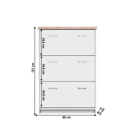 Cipősszekrény 3k, DTD laminált, fehér/tölgy sonoma, TOPTY TYP 10