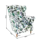 Füles fotel, szövet minta zöld levél, CHARLOT