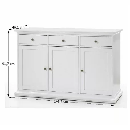 Komód, DTD fóliázott/MDF festett, fehér, PARIS 77824