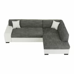 Ülőgarnitúra, fehér/szürke melír, jobbos, MINERVA