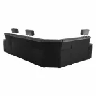 Ülőgarnitúra, műbőr fekete/szövet sötétszürke, balos, SANTIAGO U