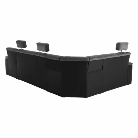 Ülőgarnitúra, műbőr fekete/szövet sötétszürke, balos, SANTIAGO U