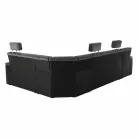 Ülőgarnitúra, műbőr fekete/szövet sötétszürke, jobbos, SANTIAGO U