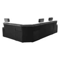   Ülőgarnitúra, műbőr fekete/szövet sötétszürke, jobbos, SANTIAGO U